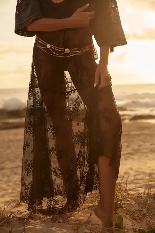 The Lace Maxi Skirt | Black made by Bella Chic