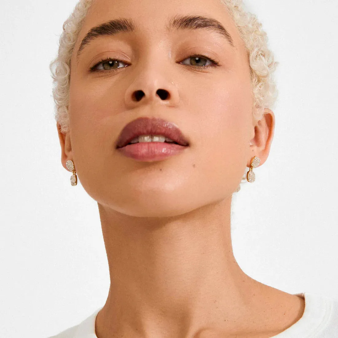 Ember Recycled Crystal Pendant Earrings | Gold sold by Bella Chic product image thumbnail 2