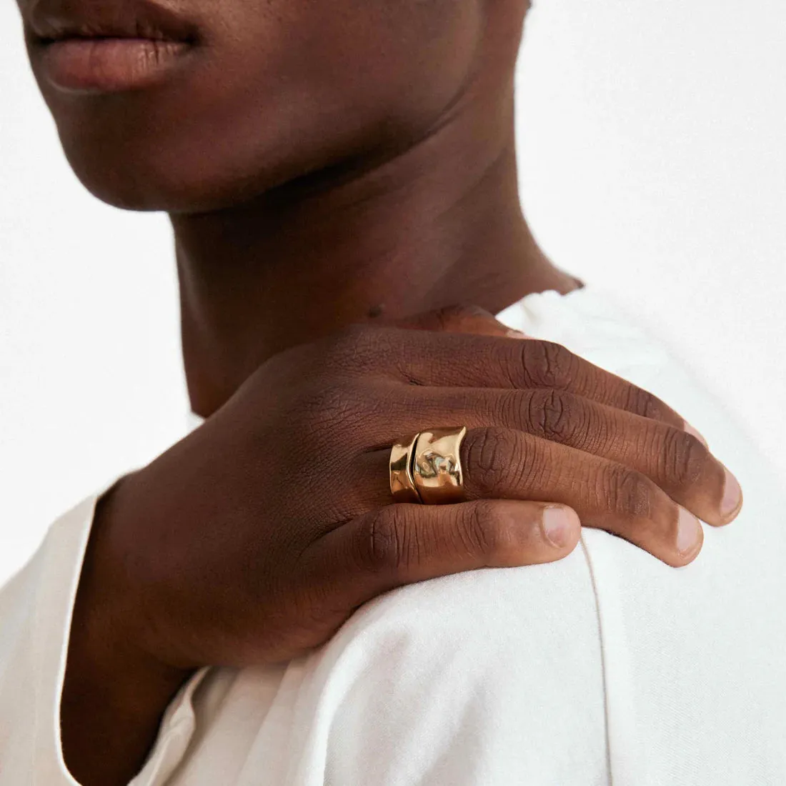 Ember Recycled Chunky 2-in-1 Rings | Gold sold by Bella Chic product image thumbnail 2