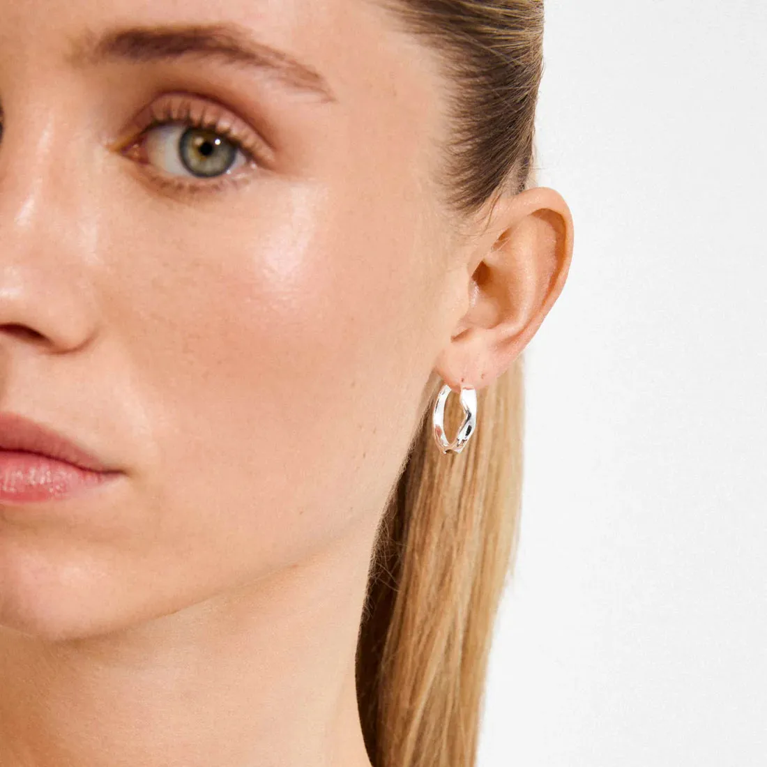 Ember Recycled Small Slim Hoop Earrings | Silver sold by Bella Chic product image thumbnail 3