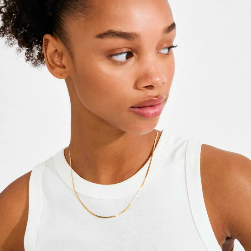 Nikita Recycled Herringbone Chain Necklace | Gold sold by Bella Chic