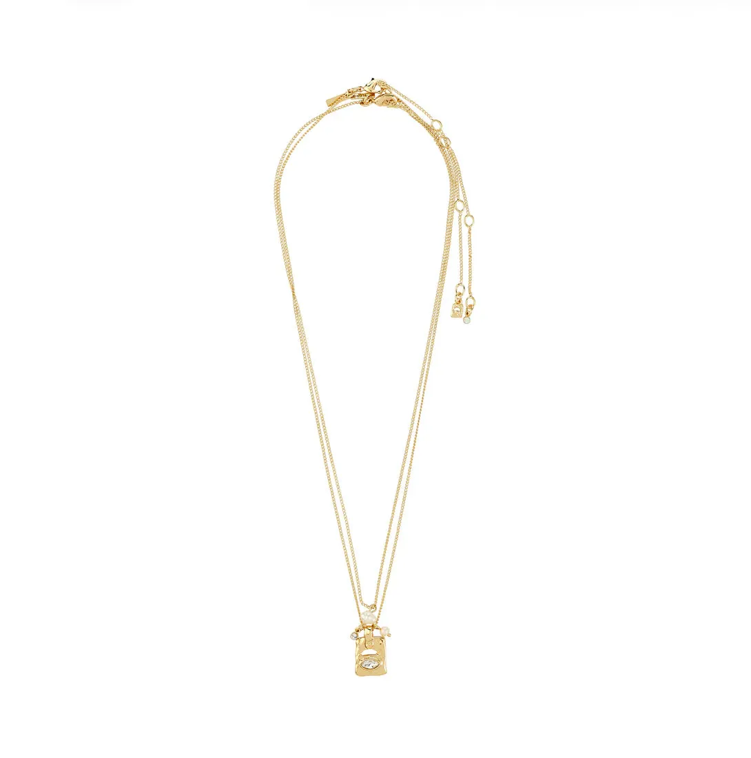 Fire Recycled Crystal Pendant 2-in-1 Necklace | Gold sold by Bella Chic product image thumbnail 3