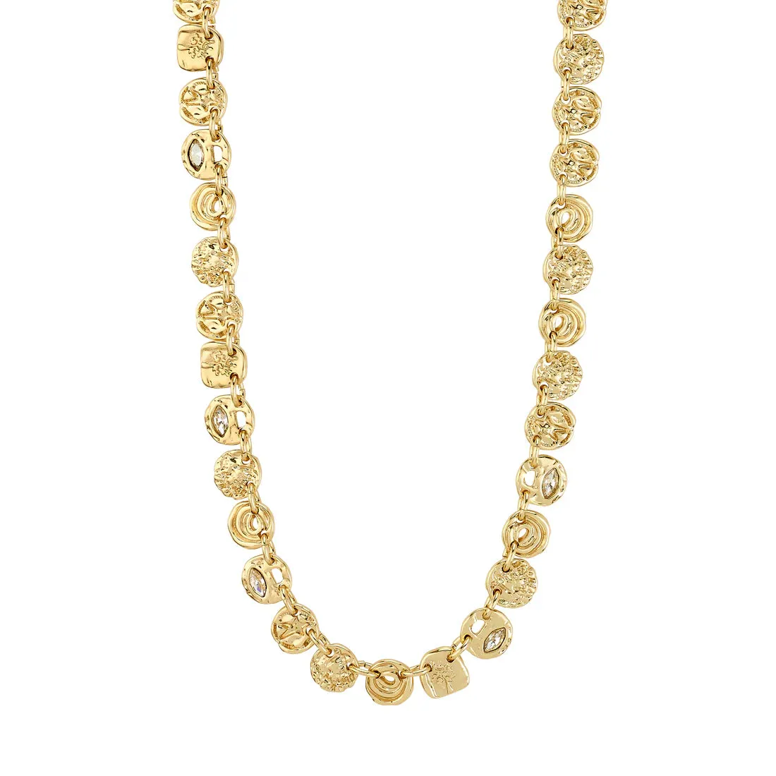 Fire Recycled Coins & Crystal Necklace | Gold sold by Bella Chic