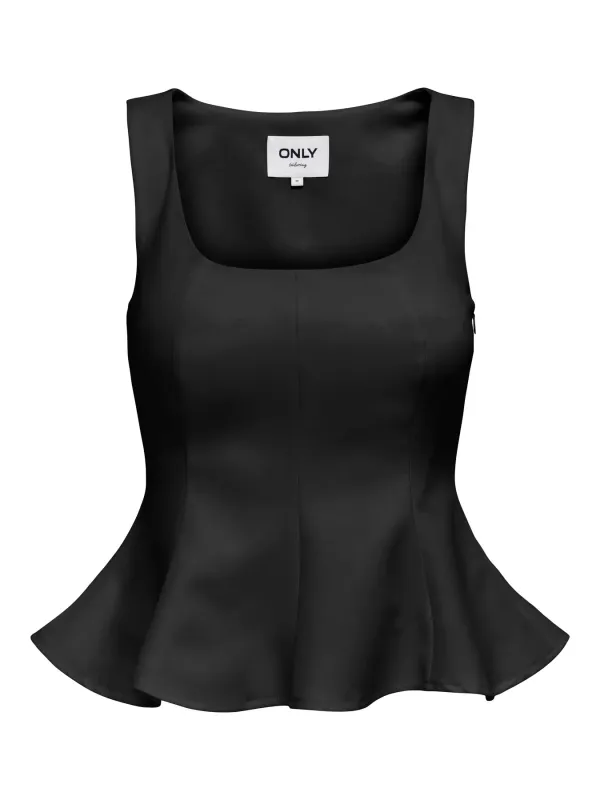 Lorleen Life Strap Peplum Top | Black made by Only