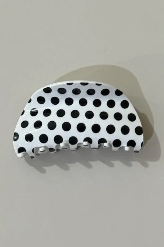 Jumbo Polka Dot Claw Clip | White made by Bella Chic