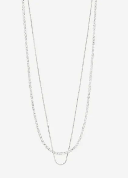 Mille Crystal Layered 2-in-1 Necklace | Silver sold by Bella Chic