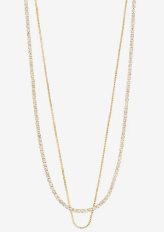 Mille Crystal Layered 2-in-1 Necklace | Gold made by Pilgrim