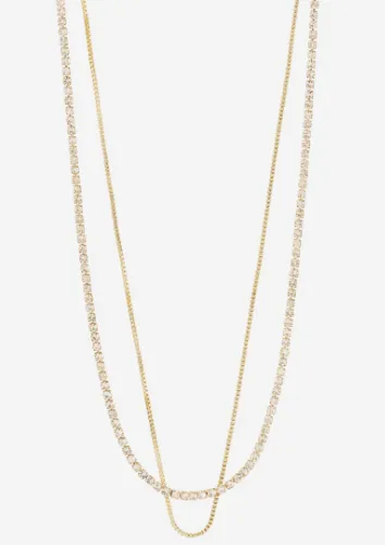 Mille Crystal Layered 2-in-1 Necklace | Gold sold by Bella Chic