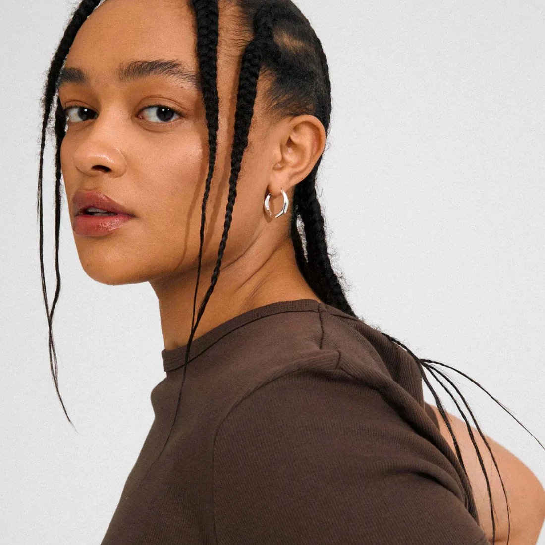 Harrison Recycled Wavy Hoop Earrings | Silver sold by Bella Chic product image thumbnail 3