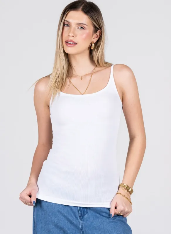 Bamboo Low Cut Cami | White sold by Bella Chic
