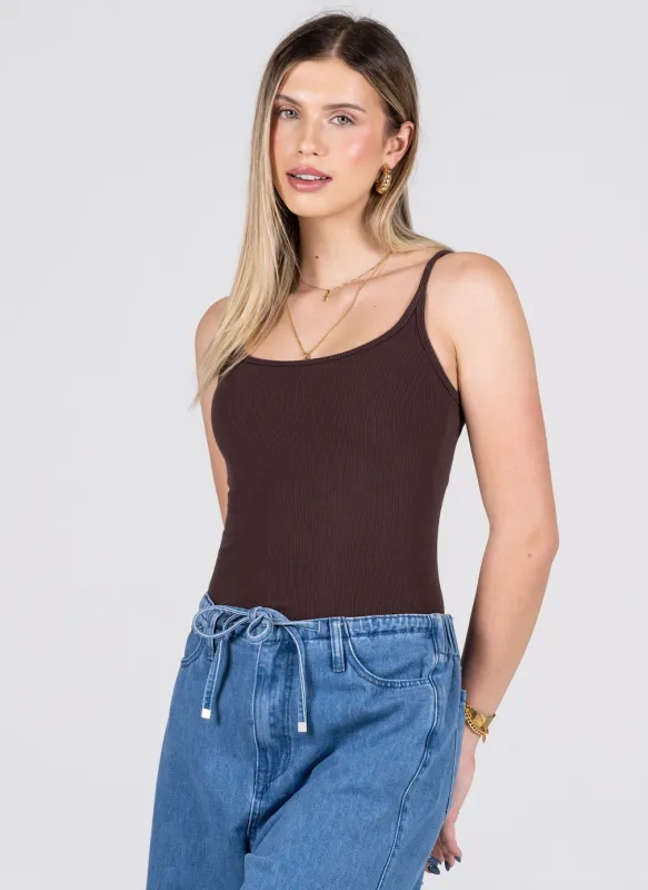 Bamboo Low Cut Cami | Brown sold by Bella Chic