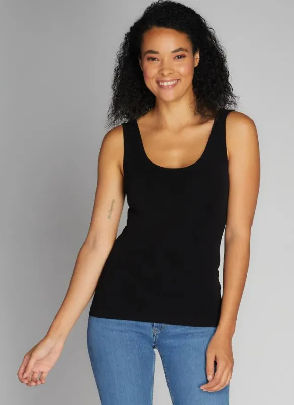 Bamboo Short Tank | Black sold by Bella Chic
