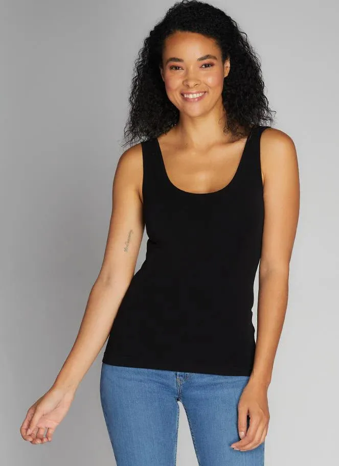 Bamboo Short Tank | Black sold by Bella Chic
