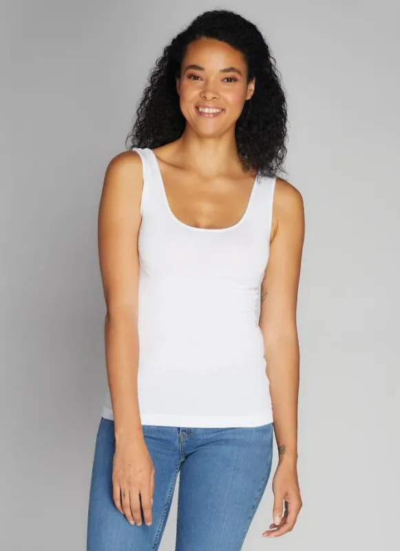 Bamboo Short Tank | White sold by Bella Chic