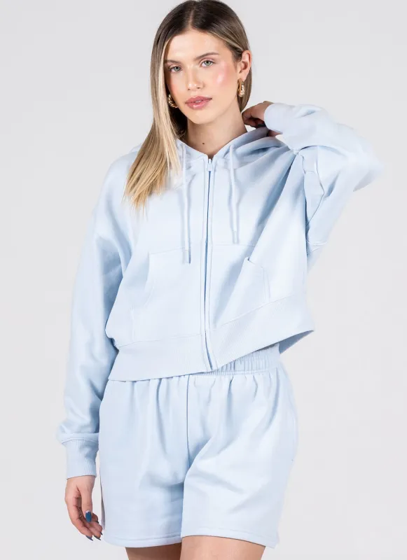 Fleece Zip Hoodie | Ice Blue made by C’est Moi