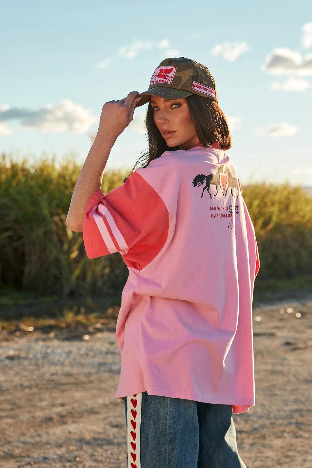 The Very Oversized Country Music V Neck Tee | Pink sold by Bella Chic product image thumbnail 2