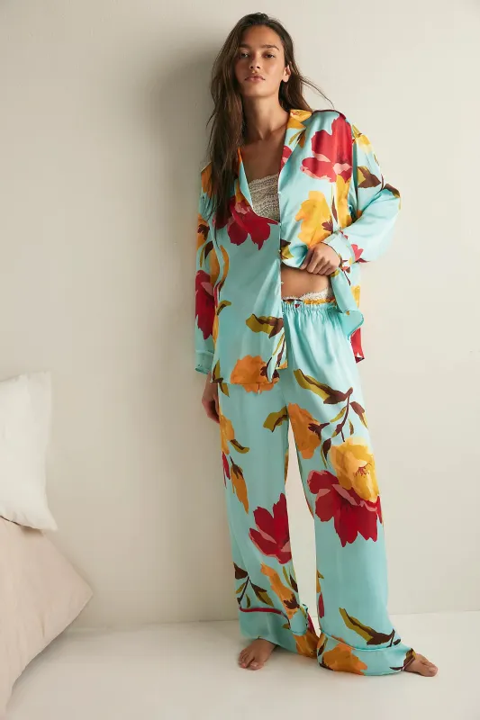 Dreamy Days Pajama Set | Bloomrush Blue Floral made by Free People