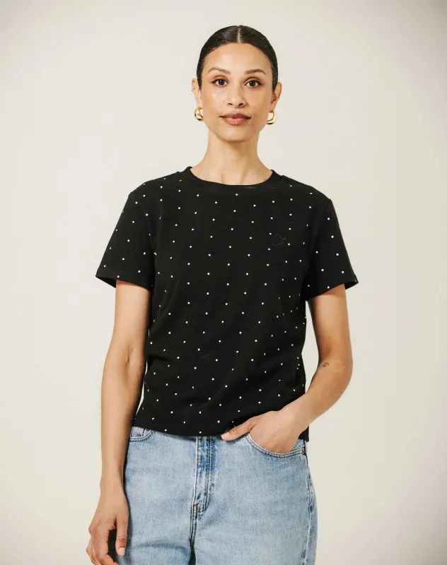 Paris Tee | Black with White Polka Dot made by Brunette The Label