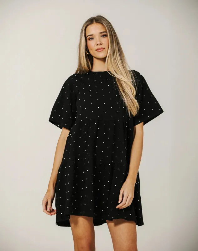 Tiered Dress | Black with White Polka Dot made by Brunette The Label