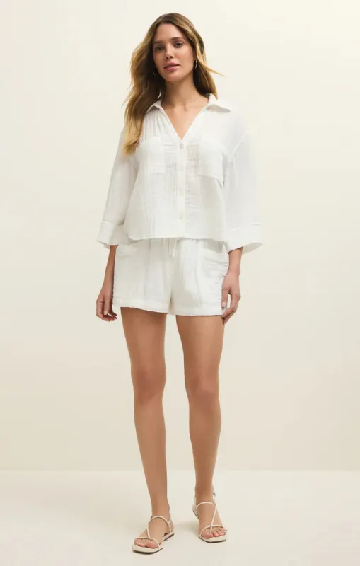 Helena Airy Gauze Button Up | White made by Z Supply