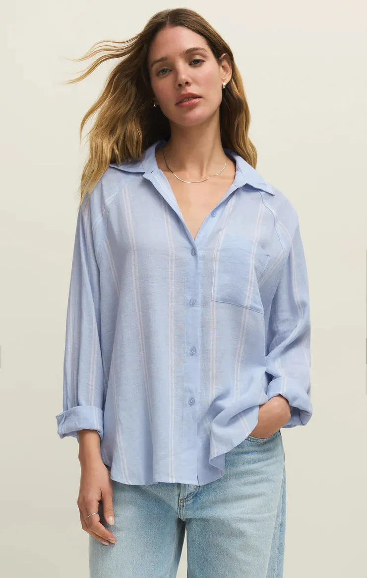 The Perfect Linen Striped Top | Blue Light sold by Bella Chic