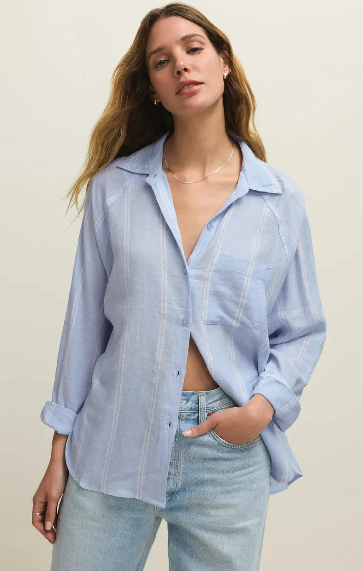 The Perfect Linen Striped Top | Blue Light sold by Bella Chic product image thumbnail 5