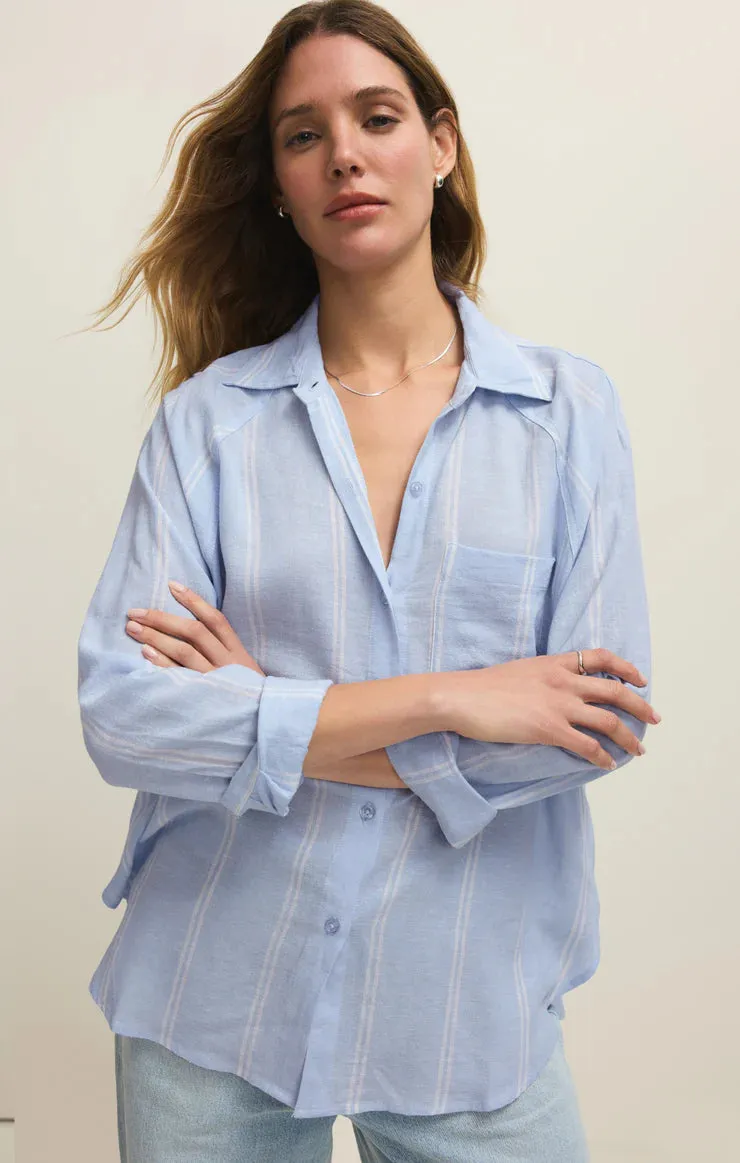 The Perfect Linen Striped Top | Blue Light sold by Bella Chic product image thumbnail 3