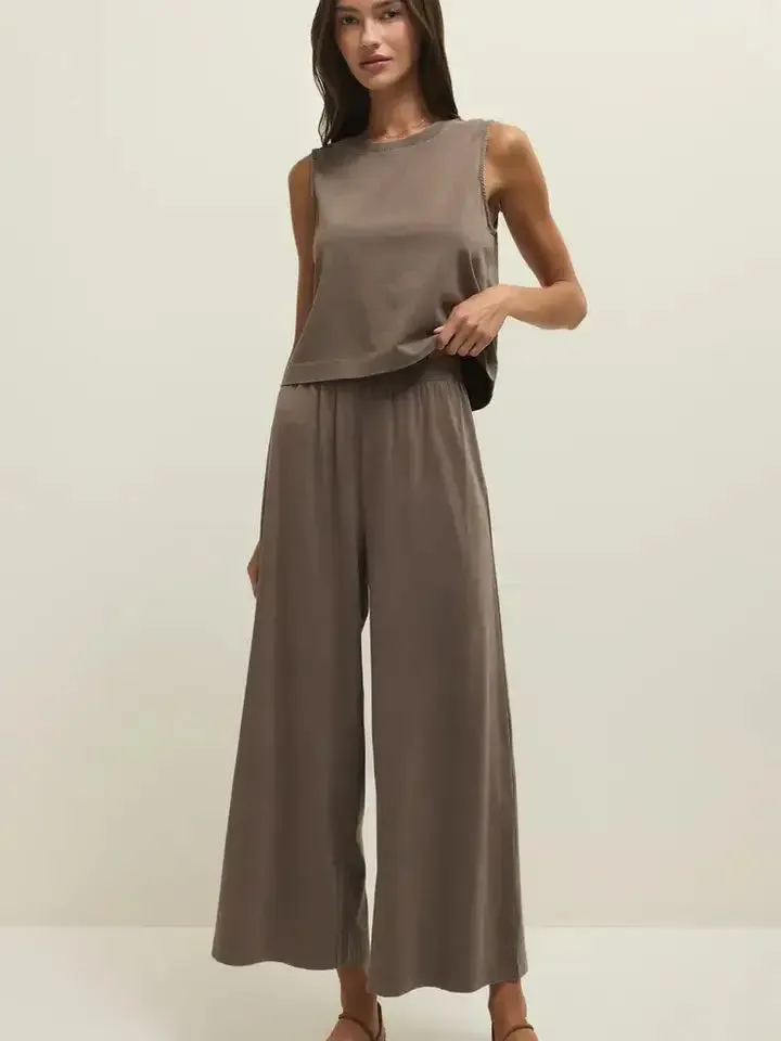 Scout Jersey Crop Flare Pant | Perfectly Taupe sold by Bella Chic