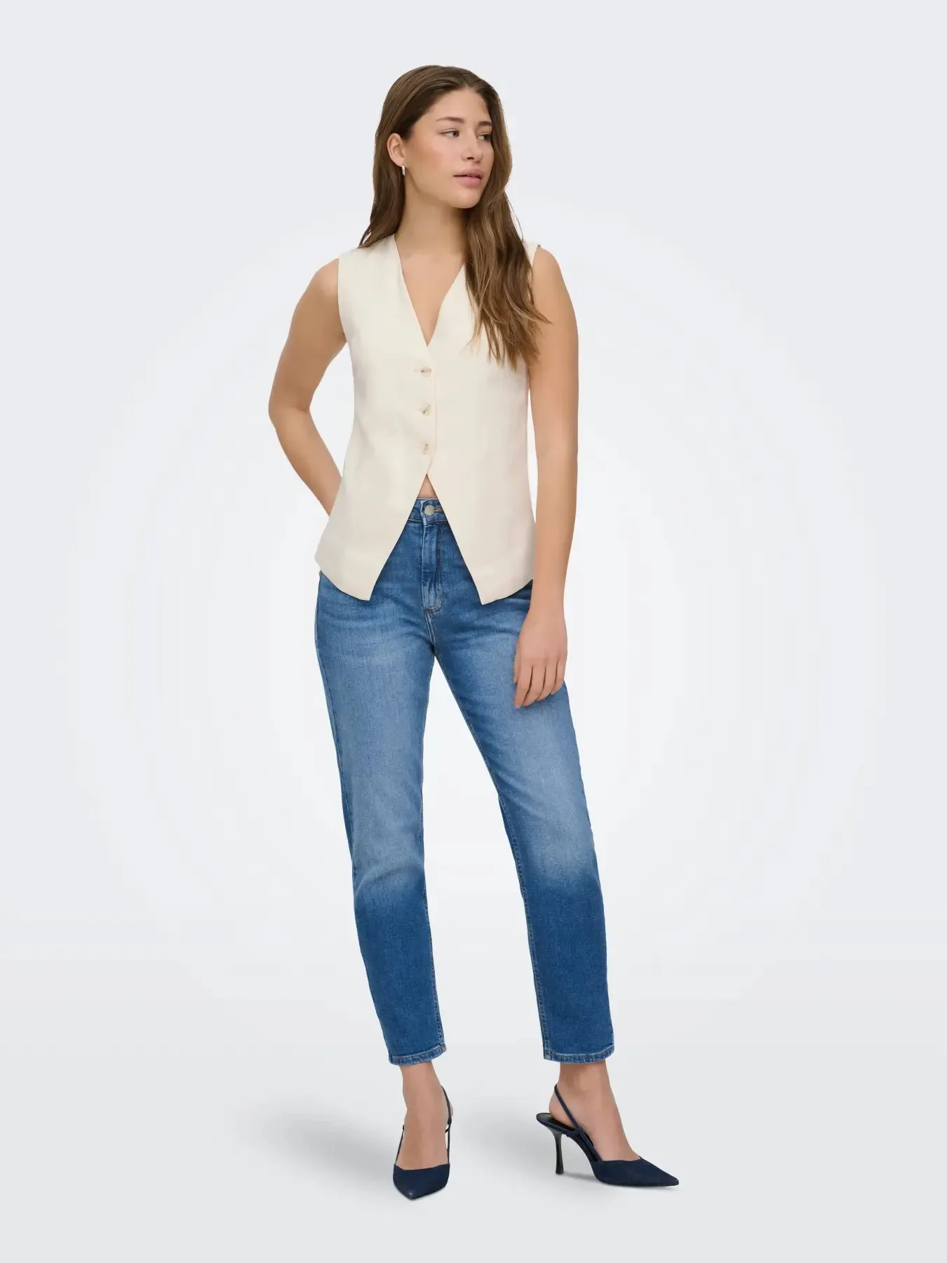 Tila Life Waistcoat | Cloud Dancer sold by Bella Chic product image thumbnail 3