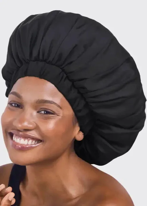 Satin Sleep XL Adjustable Bonnet | Black sold by Bella Chic