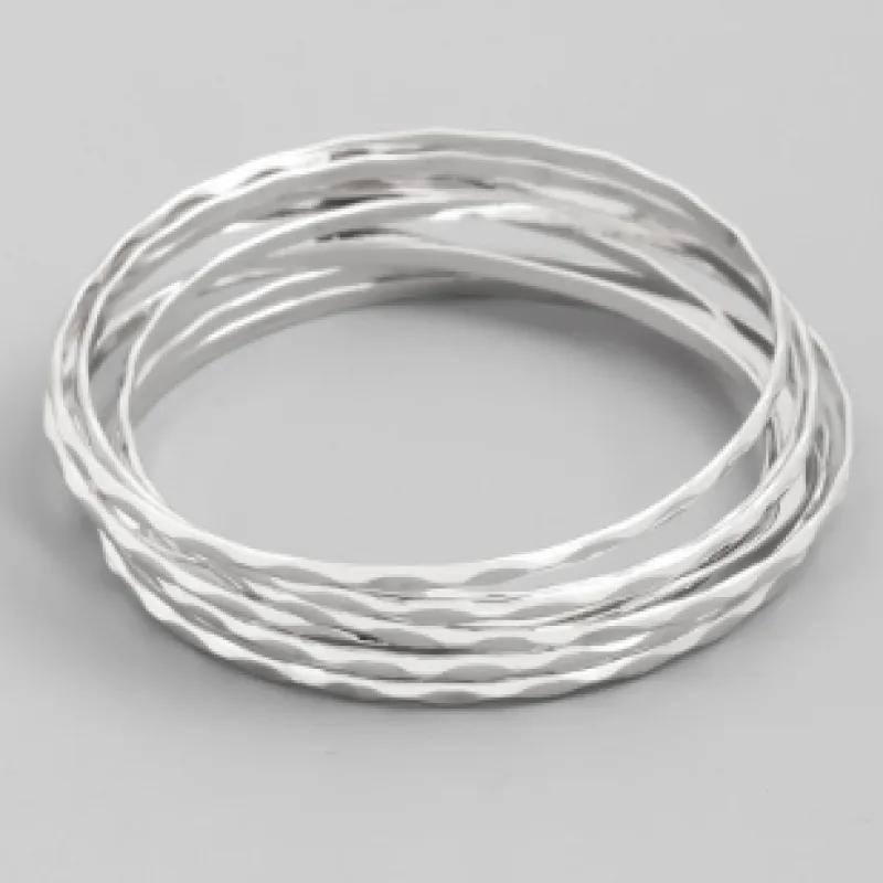 Thin Bangle Bracelet Set - Silver made by Bella Chic