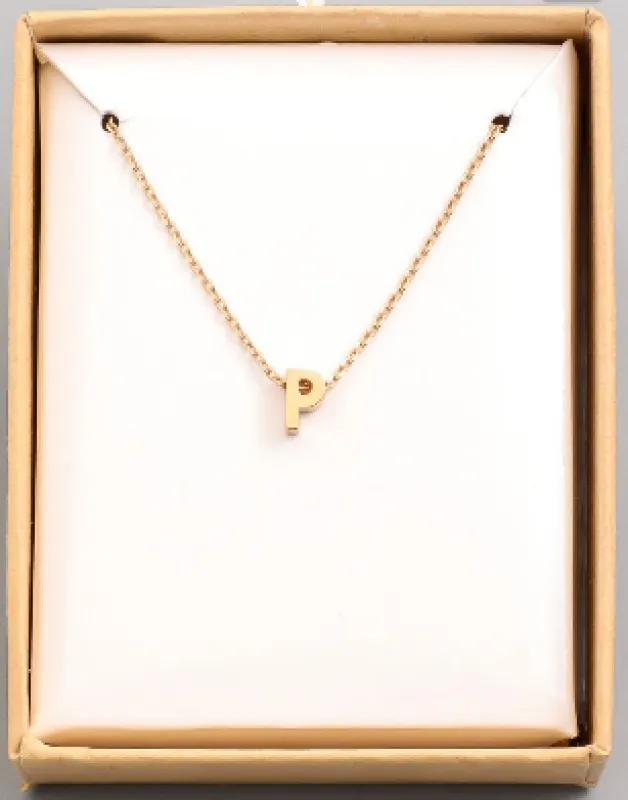 Isles & Stars Mini Initial Letter 'P' Necklace made by Bella Chic