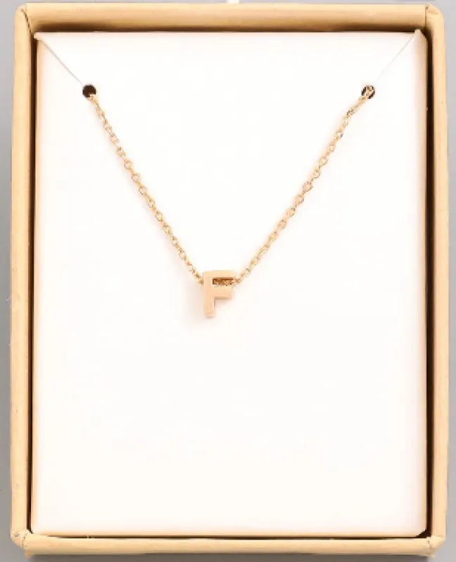 Isles & Stars Mini Initial Letter 'F' Necklace made by Bella Chic