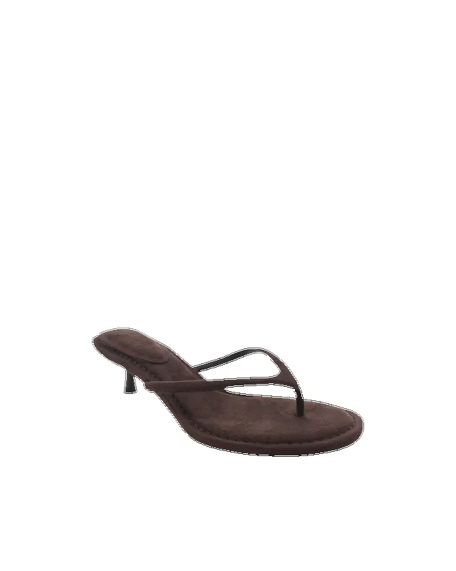 Zaven Kitten Heel | Dark Cacao Suede sold by Bella Chic