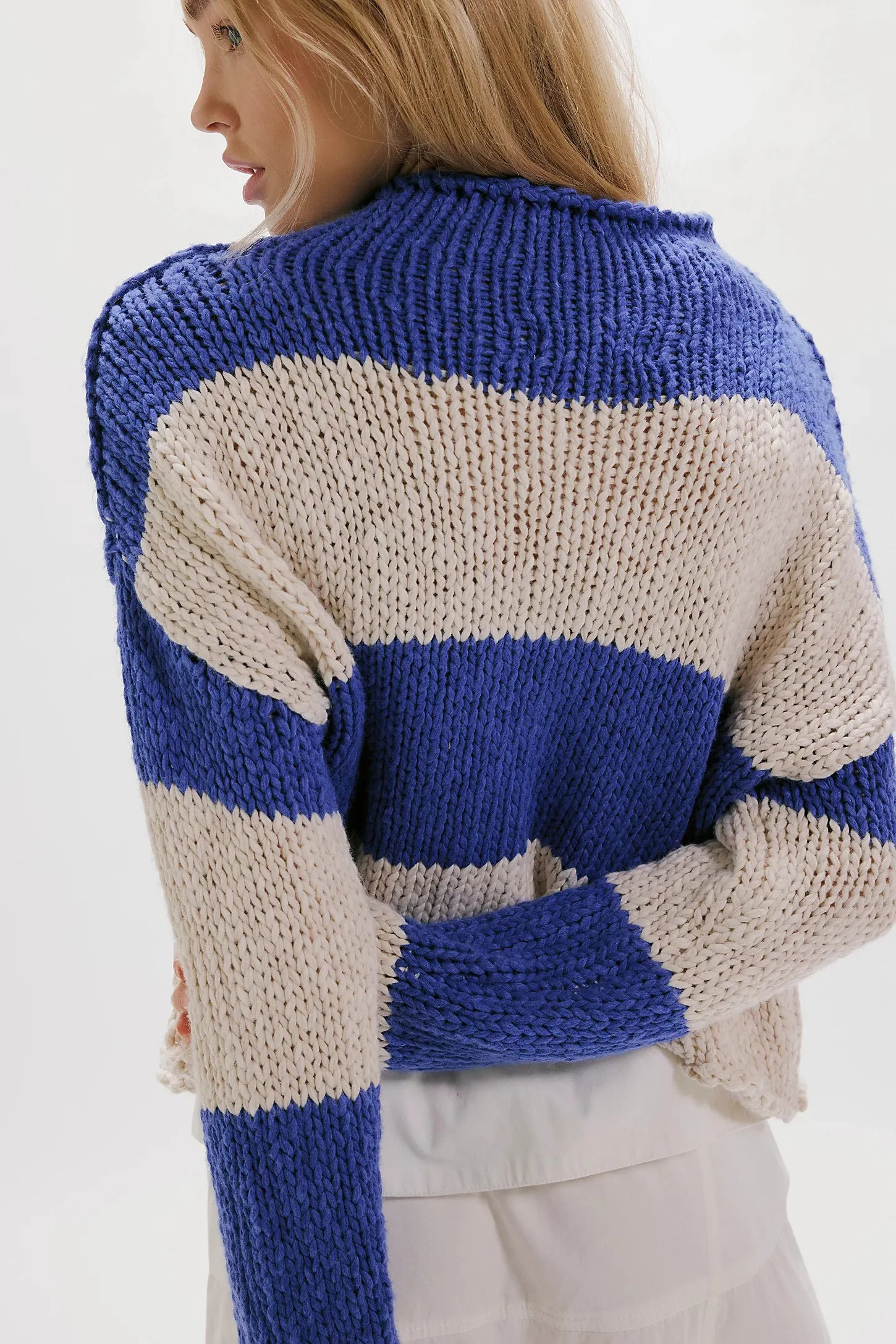 Opal Rollneck Knit Stripe Sweater | Cobalt Combo sold by Bella Chic product image thumbnail 2