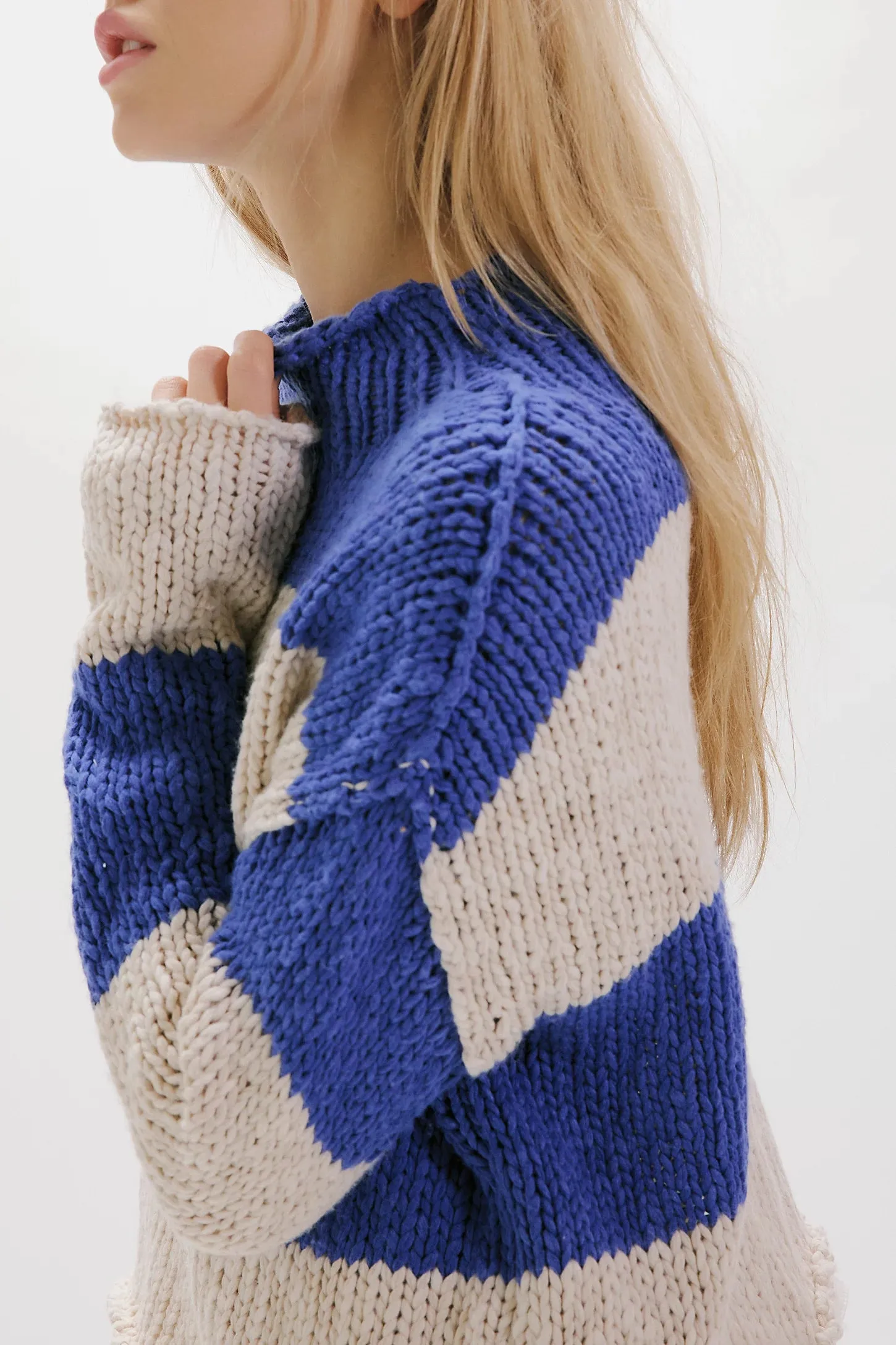 Opal Rollneck Knit Stripe Sweater | Cobalt Combo sold by Bella Chic product image thumbnail 4