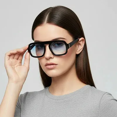 Sloane Sunglasses | Black/Blue sold by Bella Chic