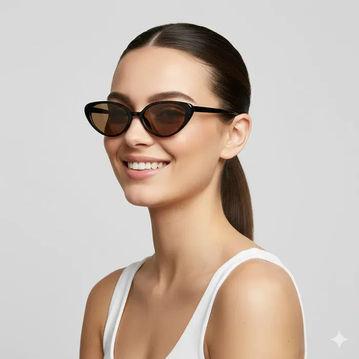 Lucy Sunglasses | Black/Brown sold by Bella Chic