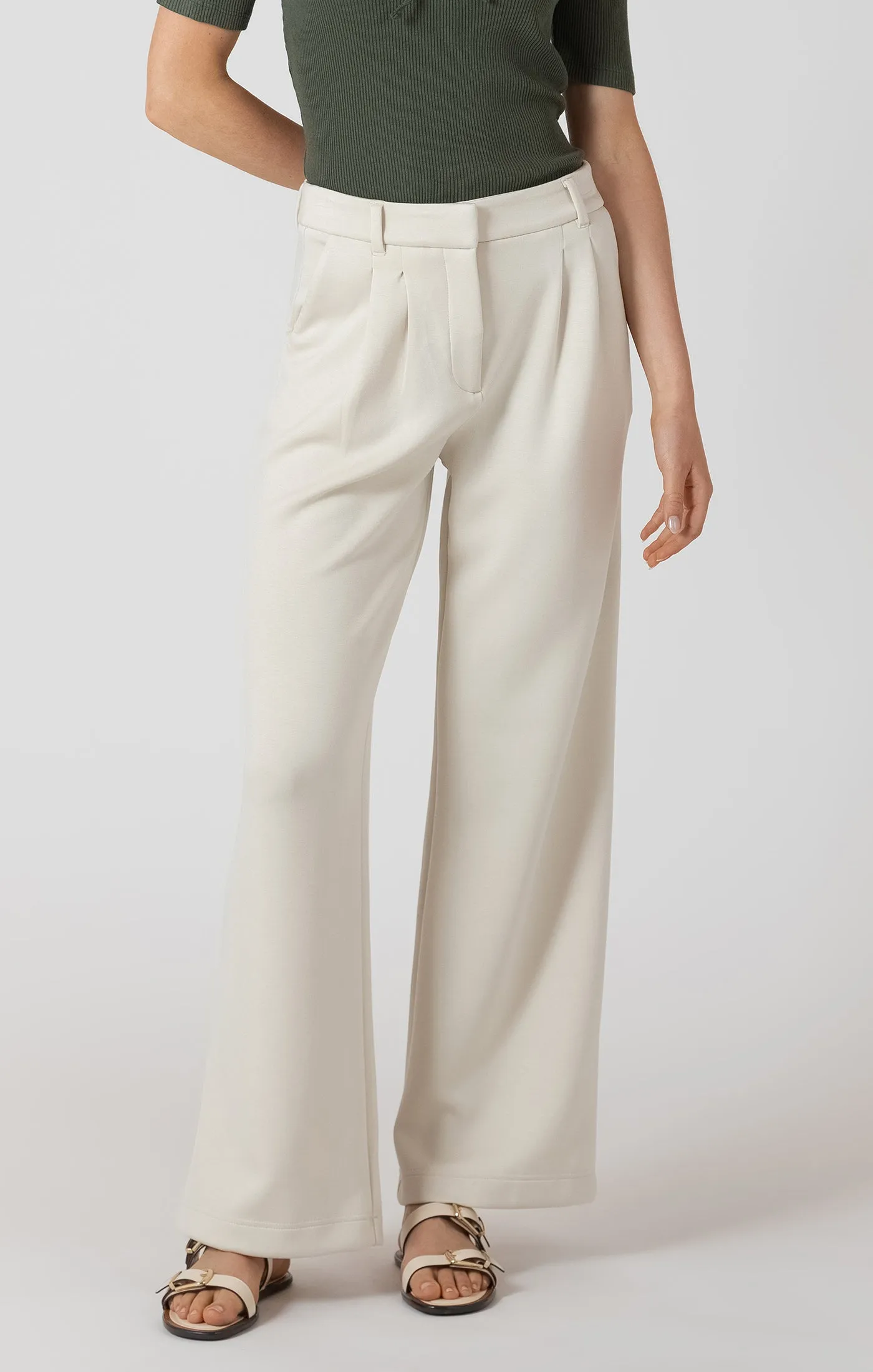Scuba Knit Trouser | Matte Pearl sold by Bella Chic