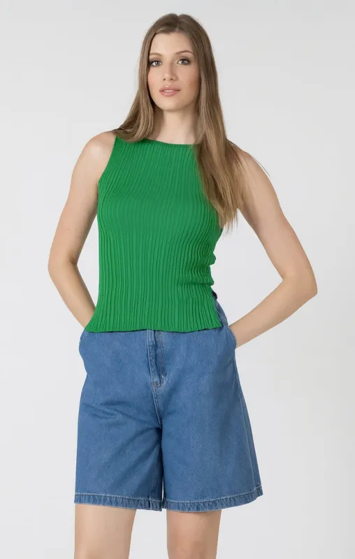 Boatneck Ribbed Sweater Tank | Jade made by Dex