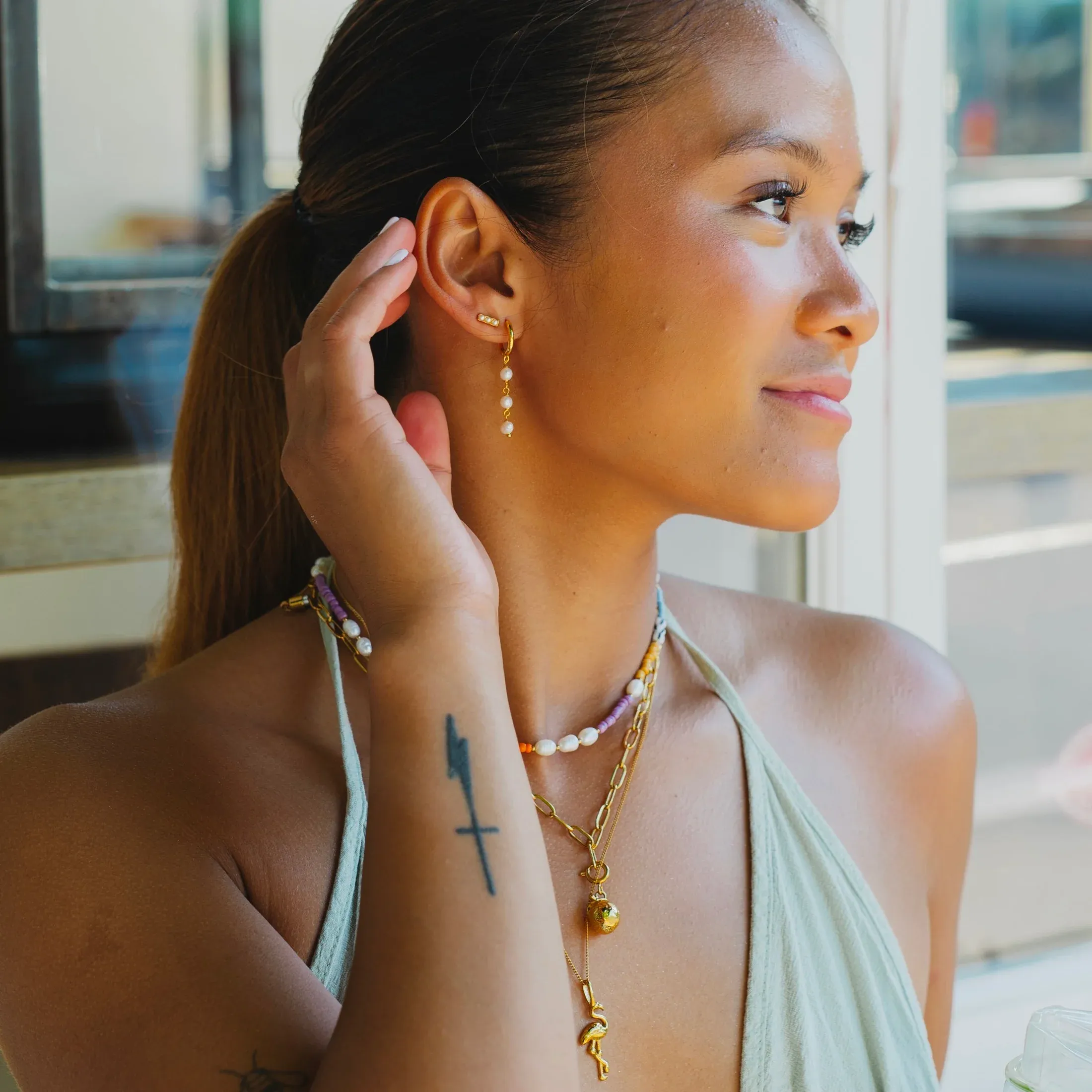 Pearl Drop Earrings sold by Bella Chic product image thumbnail 2
