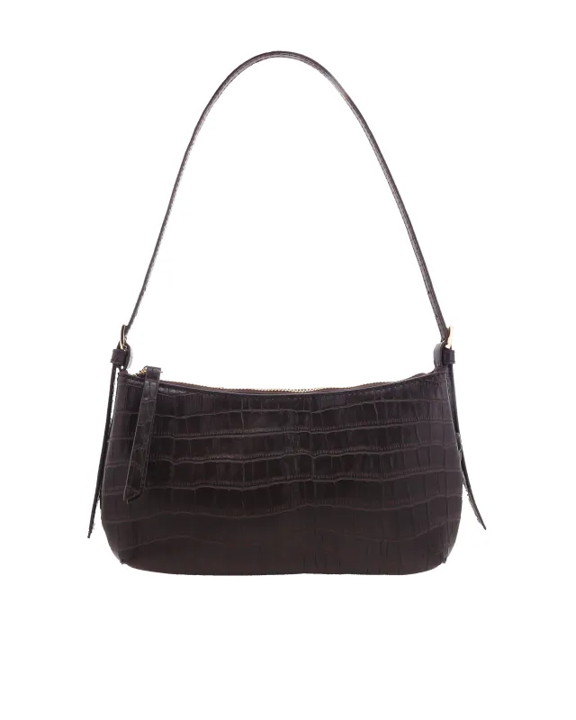 Elizabeth Shoulder Bag | Chocolate Croc made by Billini