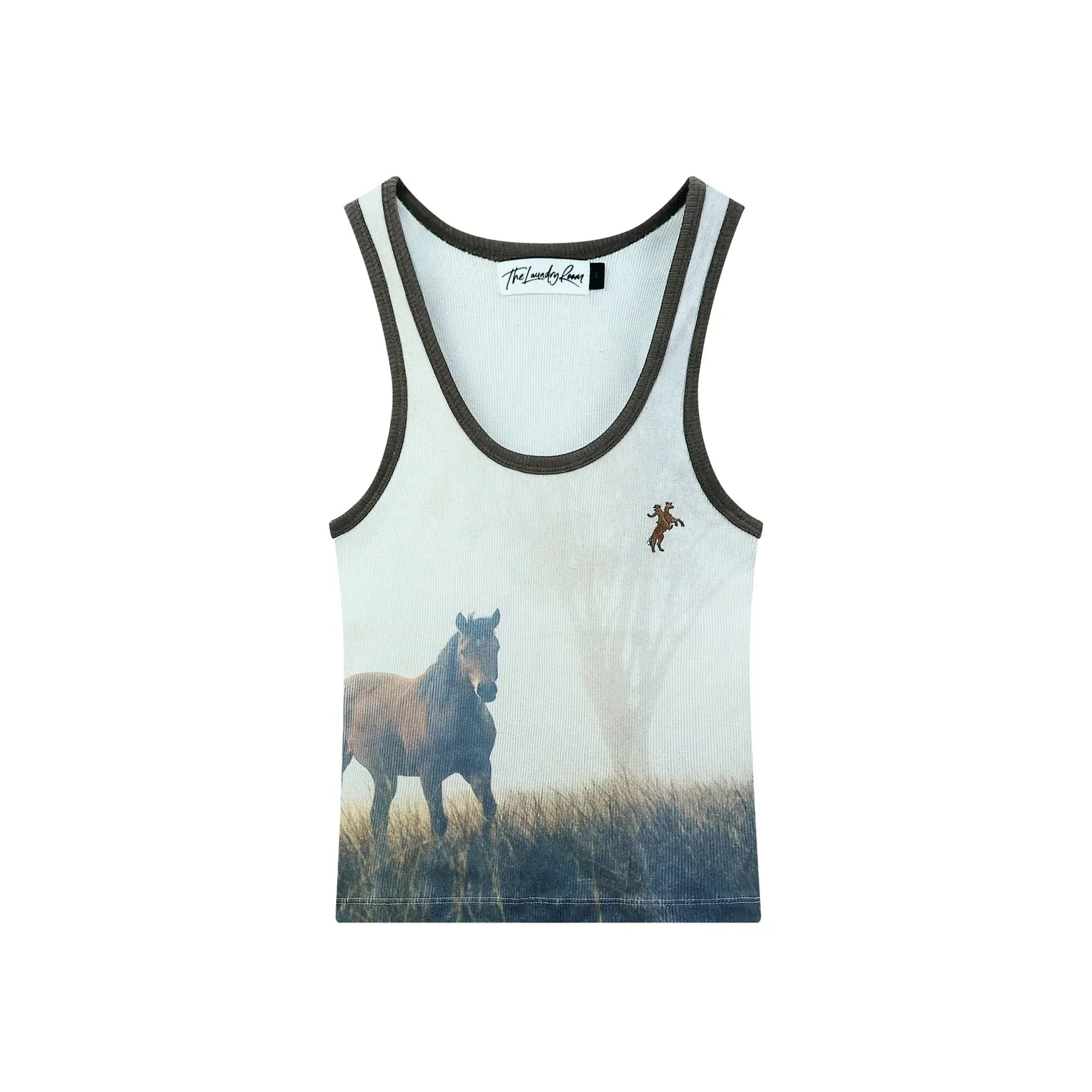 Ranch Life Rib Tank | White & Brown sold by Bella Chic product image thumbnail 4