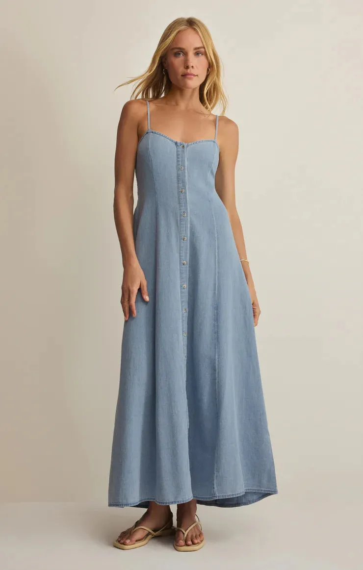 Angel Eyes Chambray Midi Dress sold by Bella Chic