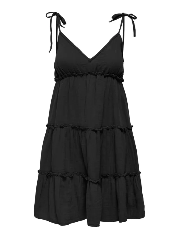 Thyra Tiered Mini Dress | Black made by Only