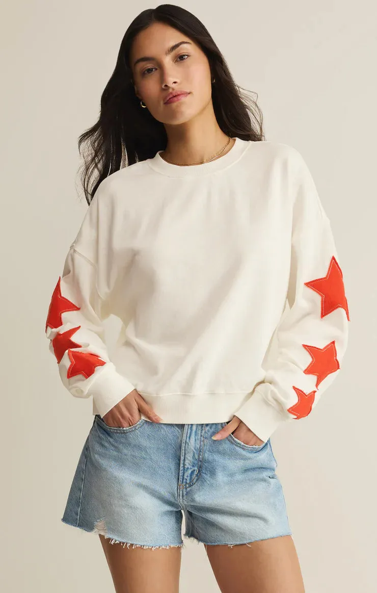 Stars First Date Sweatshirt | Sea Salt sold by Bella Chic
