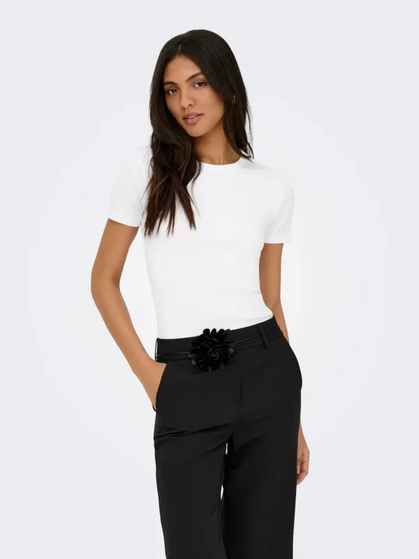 Val Solid Rib Tee | White made by Only