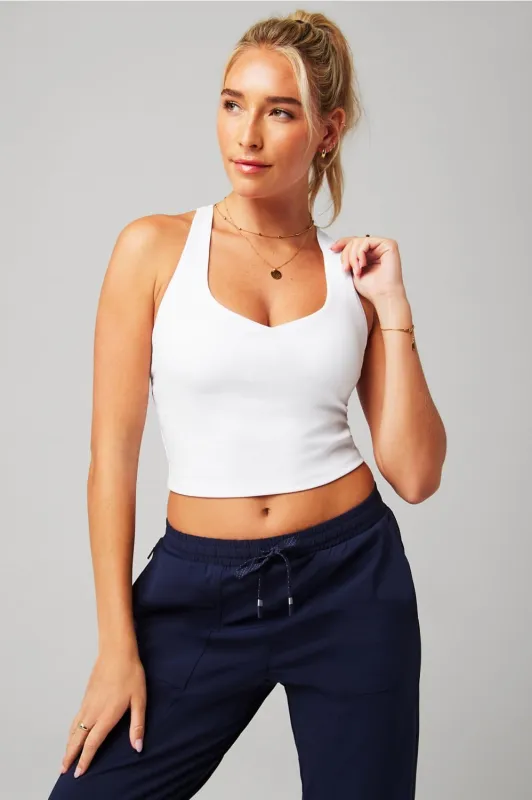 Anywhere Cropped Built-In Bra Tank | White made by Fabletics