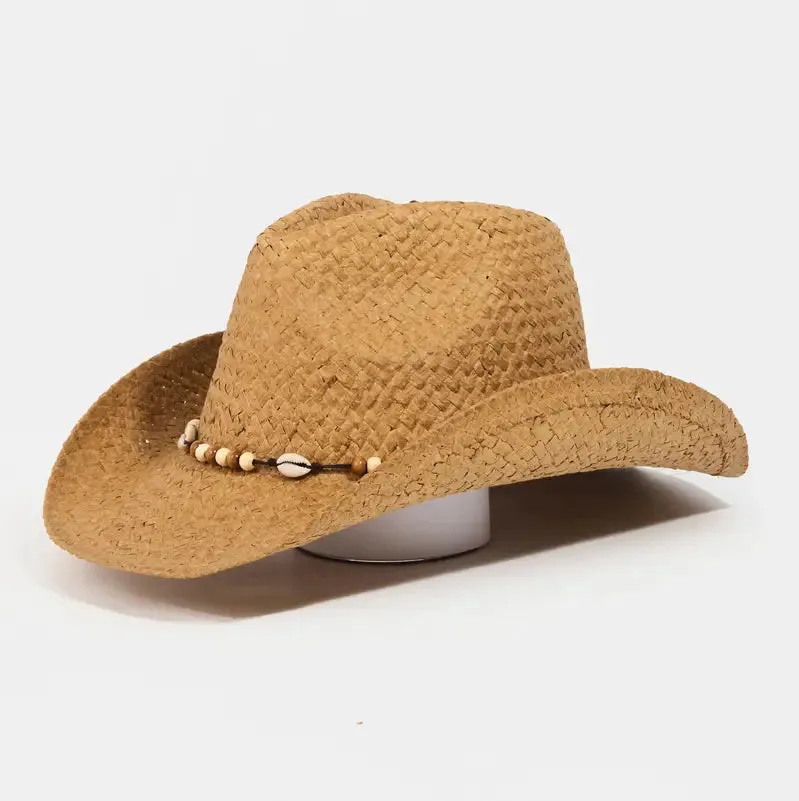 Bella Beaded Cowrie Cowboy Hat sold by Bella Chic