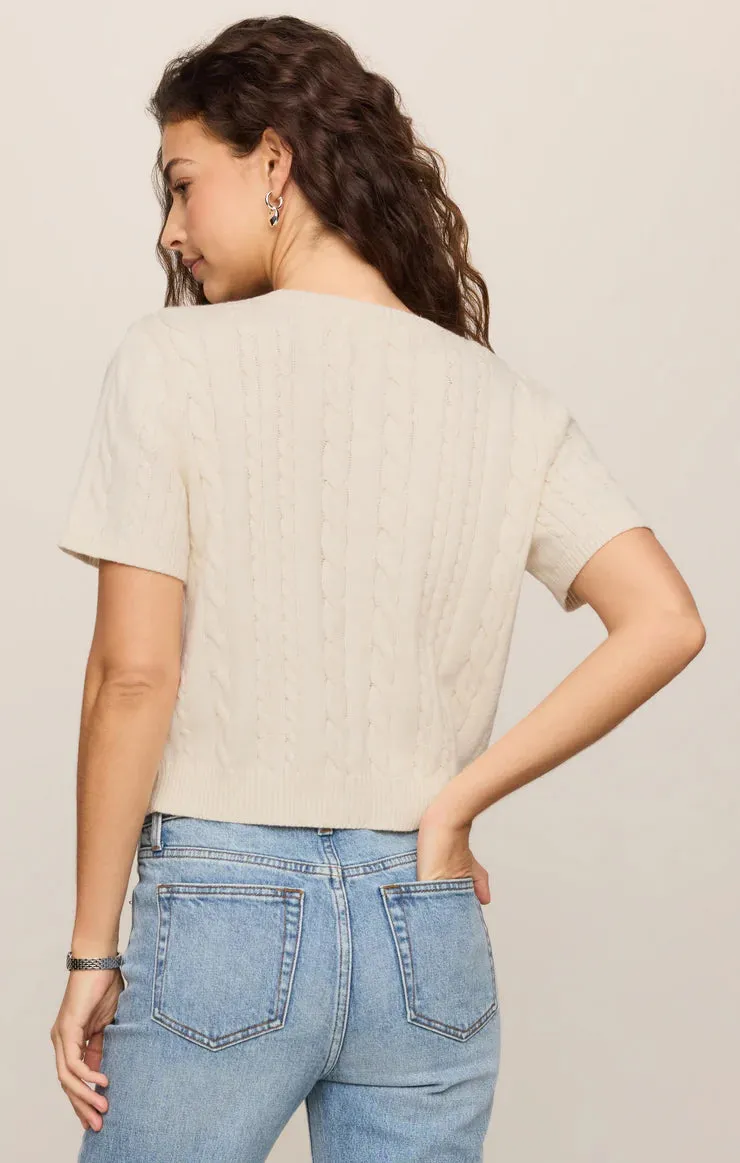 Cera Short Sleeve Cardigan | Cloud sold by Bella Chic product image thumbnail 2